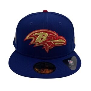 New Era 59FIFTY Baltimore Ravens Hat Blue Gold Red USA Helmet Size 7 3/4 RARE